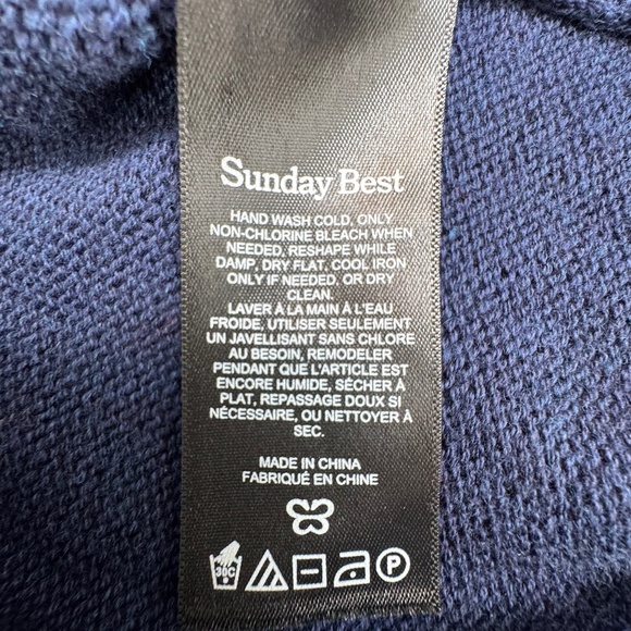 SUNDAY BEST Argyle Sweater Cotton Cashmere Navy Blue, Size XS-S - Picture 7 of 8